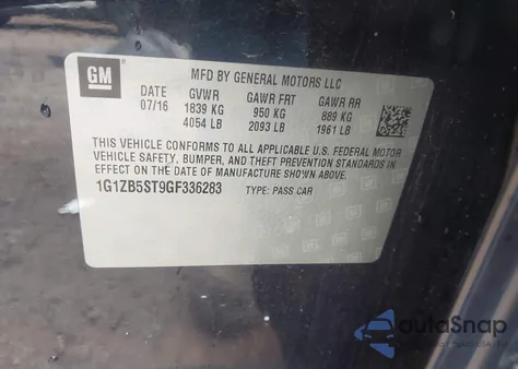 2016 Chevrolet Malibu Ls from USA, damaged, VIN 1G1ZB5ST9GF336283